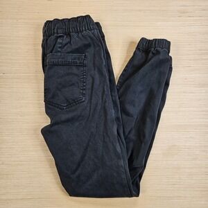 American Eagle Jogger‎ Pants Womens 4 Black Super Stretch Ankle Zip Drawstring